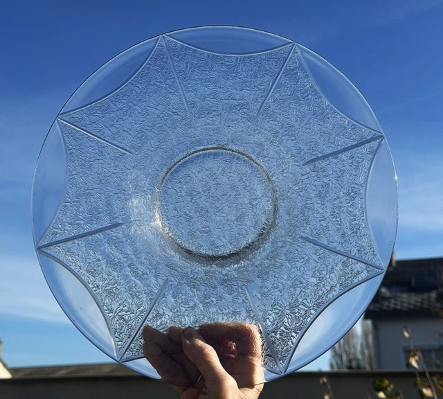 Grande Coupe Plate Art Déco – Pâte De Verre Jaune – Signée SCH – Vintage