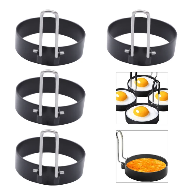 4 PIEZAS Anillos redondos de huevos molde para cocinar acero inoxidable anillo antiadherente para cocinar