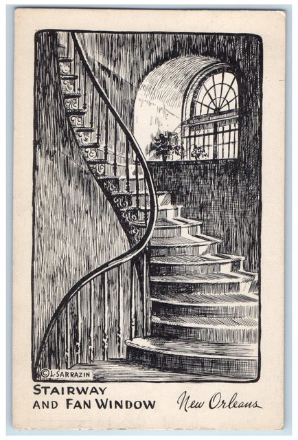 1941 Old Stairway And Fan Window Toulouse Street New Orleans Posted Postcard