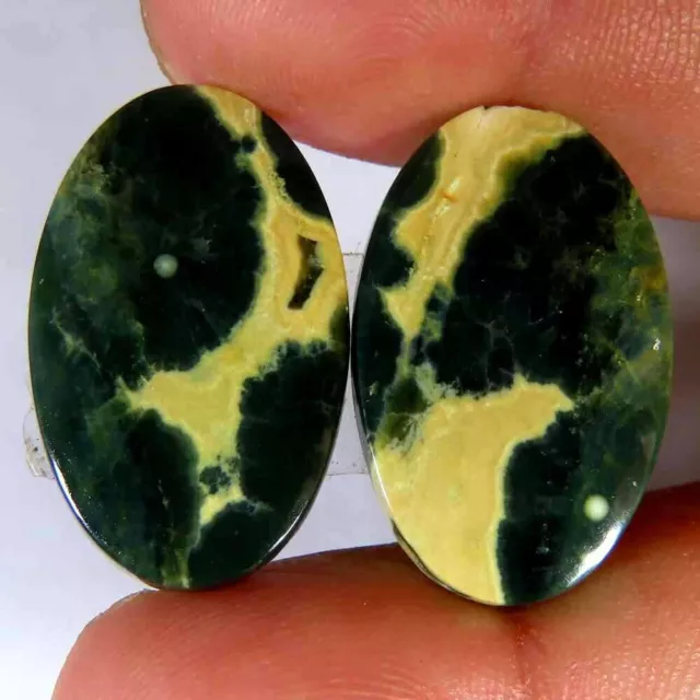 Cabochon paire ovale de jaspe océanique 100,15 Cts 16 x 26 x 4 mm pierres...