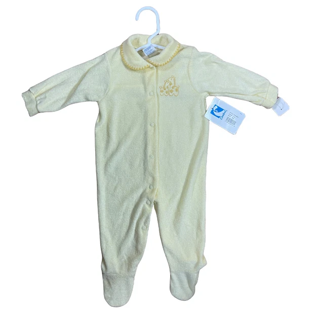 Vintage Carters One-Piece Yellow Giraffe Pajama Medium 12-17 Lbs NEW OLD STOCK