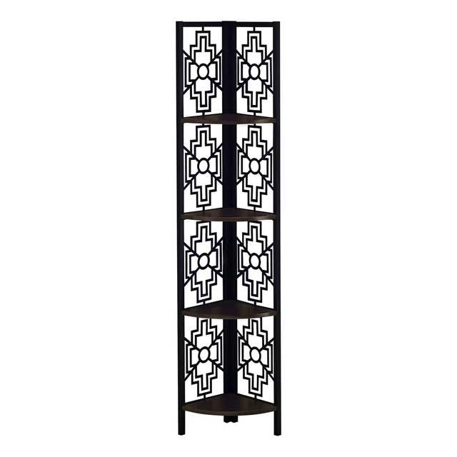 Bookshelf, Bookcase, Etagere, Corner, 4 Tier, 62"H, Office, Bedroom, Metal, Lami