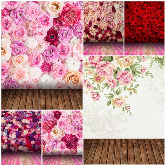 3x5ft 5x7ft Rose Flower Wall Plank Photography Background Wedding Party Backdrop