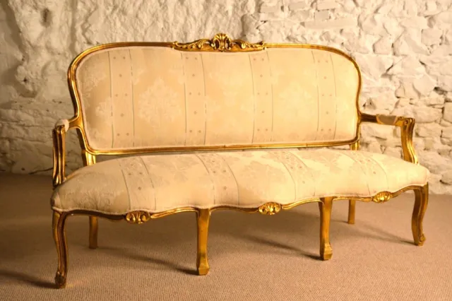 Antique 19thC French Giltwood Framed Canape Settee