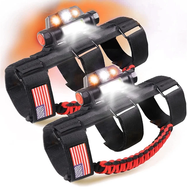 Rechargeable Flashing Dome Lights LED Grab Handles for Jeep Wrangler 1997-2023