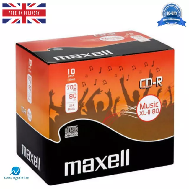 Maxell CD-R Audio CDR 700MB XL-II 80 Blank 10 pack Jewel Cased Audio Music CD's