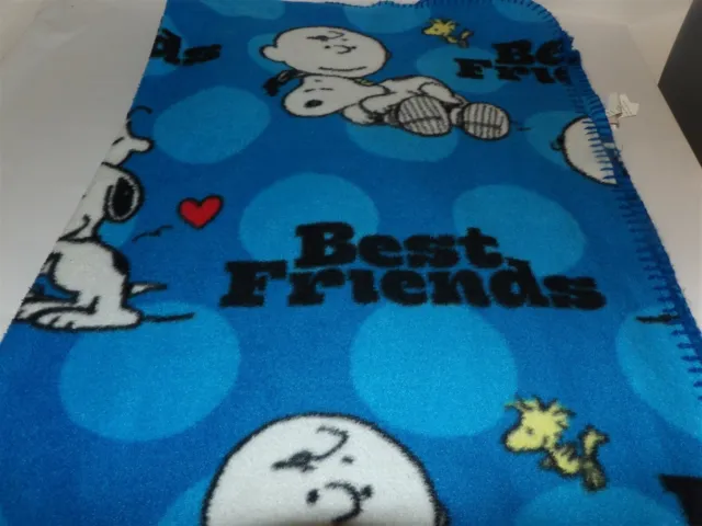 Peanuts Charlie Brown & Snoopy BEST FRIENDS Fleece Blanket Throw RARE 38" by 50"