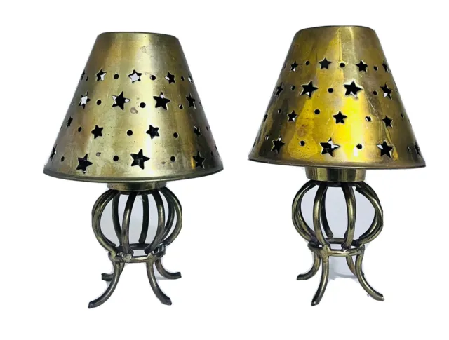 Vintage Brass star candle holder fairy light