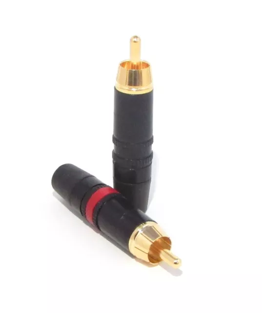 2 Neutrik Gold RCA Phono NYS373 Red & Black Rean Professional solder connectors