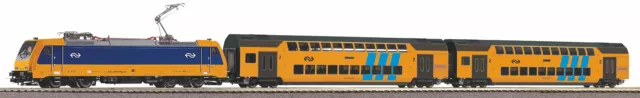 Piko H0 97939 - Start-Set m. Bettung Personenzug E-Lok und 2 Doppelstockwagen NS