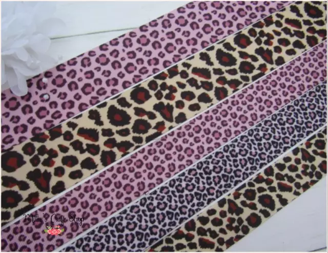 🎀 Leopard-Animal Print Grosgrain Ribbon 1 2 3 Metre Crafts  Bows Cakes