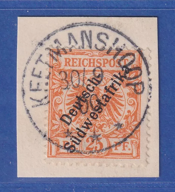 Deutsch-Südwestafrika 25Pfg  Mi.-Nr. 9 mit Voll-O KEETMANSHOOP Luxus-Briefstück