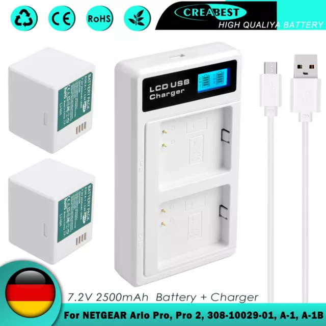 2× 2500mAh A-1 A-1B VM4030P VMA4400 Akku Für Netgear Arlo Pro Pro 2 + Ladegerät