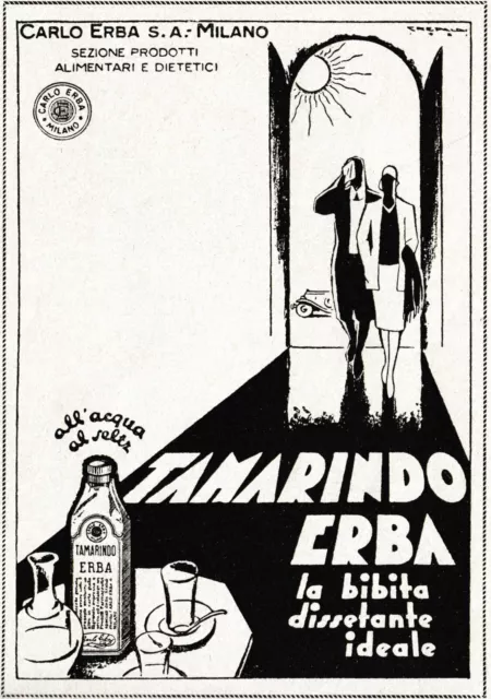 Pubblicita 1931 Tamarindo Carlo Erba Bibita Dissetante Acqua Selz Drink Crepaldi