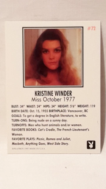 PLAYBOY`S PLAYMATE OF the Month Miss October 1977 Kristine Winder