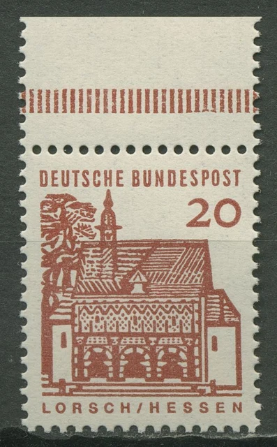 Bund 1964/65 Bauwerke klein, Bogenmarke aus MHB mit Oberrand 456 OR postfrisch