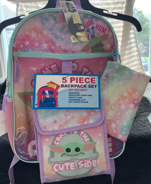 Star Wars Mandalorian Grogu Baby Yoda Backpack & Lunch bag 5 Piece Set Girls New