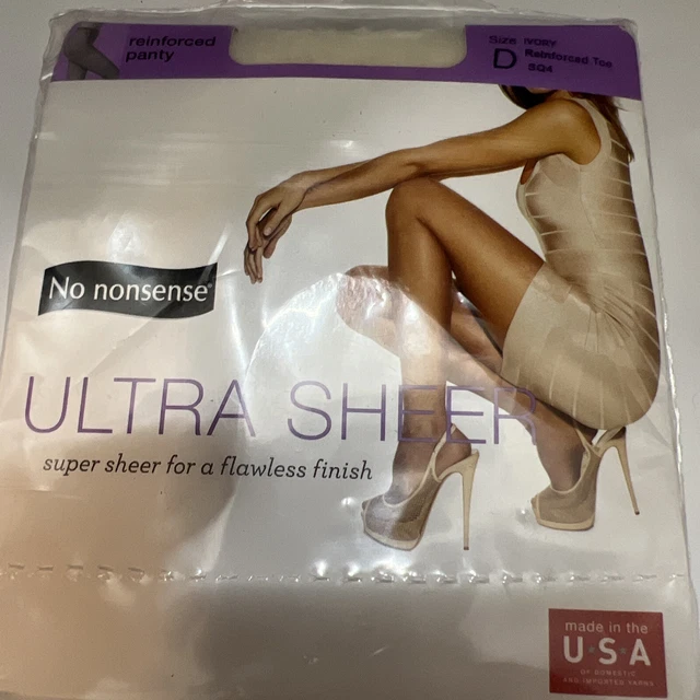 No Nonsense Ultra Sheer Leg Reinforced Panty & Toe Ivory SQ4 SZ D Pantyhose New