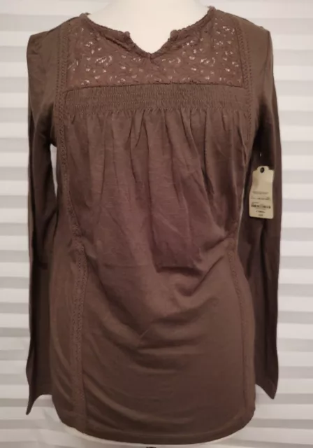 Womens St John's Bay Cafe Brown L/S  Blouse Top Size Xs Nwt