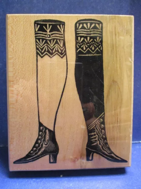 Postmodern Design Victorian Pair Of Legs Shoes Rubber Stamp Wood  Mtd