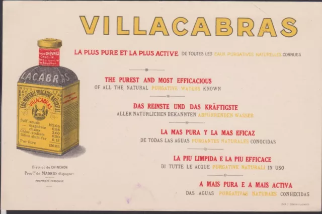 Buvard Ancien Publicitaire Villacabras - Eau Minerale Purgative - Deux Chevres