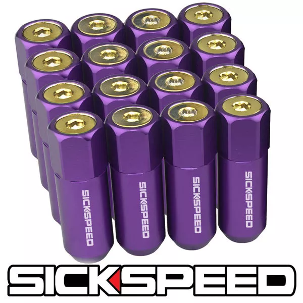Sickspeed 16 Violet / 24K Doré Mancheron Aluminium 60MM Étendu Lug Écrous 1/2x20