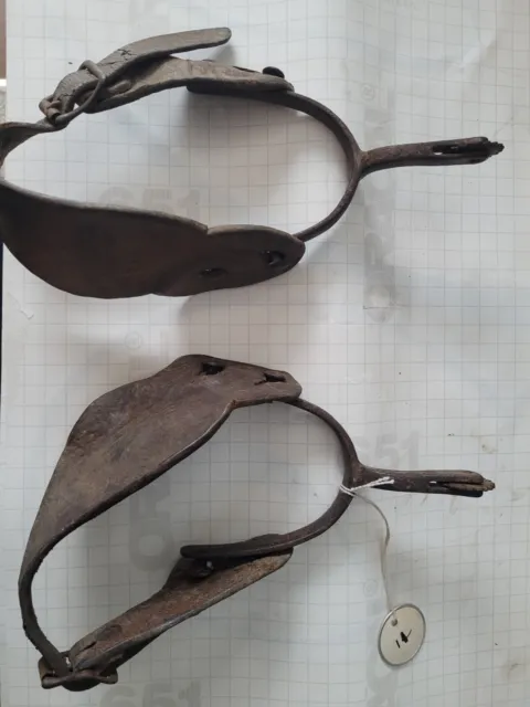 Vintage Cowboy Iron Spurs with rowels and leather straps