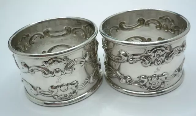 Two (2) Gorham Strasbourg #1150 Sterling Silver Napkin Rings 'B' Monogram