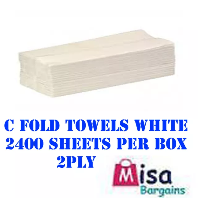 Luxury Quality White 2Ply C Fold Multi Fold Paper Hand Towels x 2400 (1 - 4 Box)