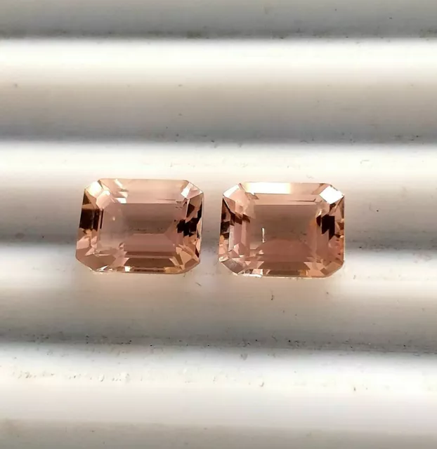 7x5 mm Emerald cut Natural Peach Morganite Earring Matching Pair Set loose Stone