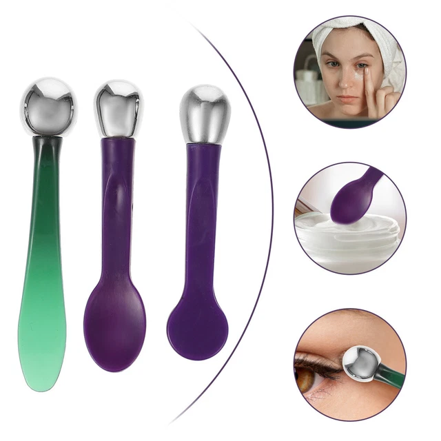 3 Pcs Cosmetic Spoon Eye Massage Roller Cream Scoop Miss Scroll Wheel Tool