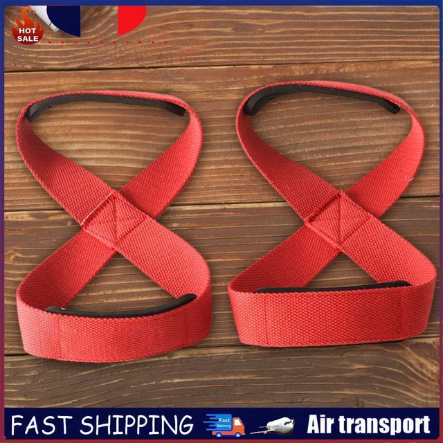 Padded Figure 8 Deadlift Training Straps Pull-Ups Straps for Gym Fitness (Red) ~