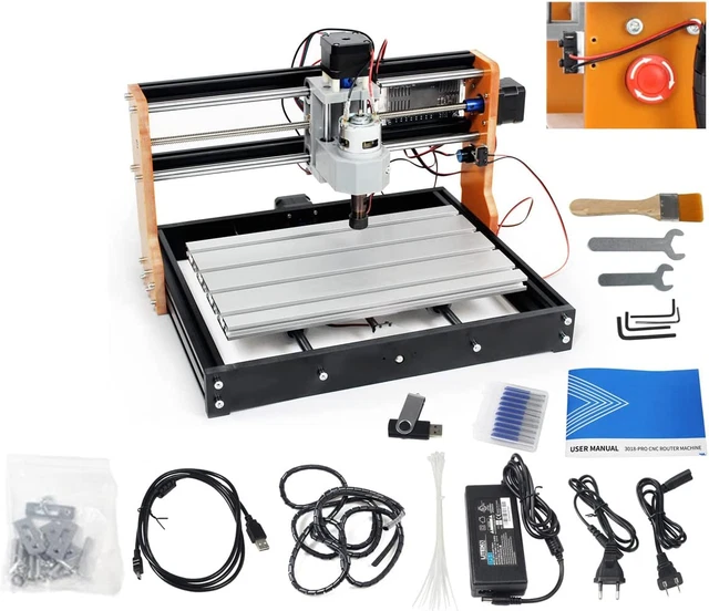 CNCTOPBAOS Upgrade 3018 Pro CNC Router Machine Kit,With Limit Switches & Emergen
