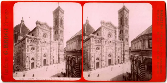 Italie.Florence.Firenze.Facciata della Catedrale.Photo Stereo.Stereoview.Brogi.