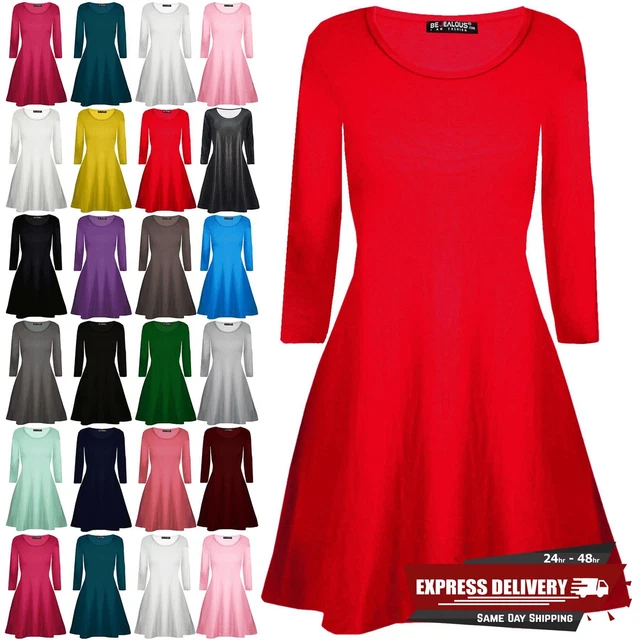 NEW KIDS SWING Dress Girls Plain Long Sleeve Flare Franki Mini Top Age ...