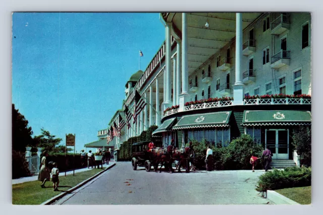 Mackinac Island MI-Michigan, Grand Hotel Advertising, Vintage Souvenir Postcard