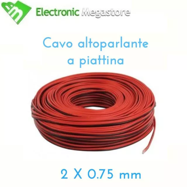 CAVO ALTOPARLANTE CASSE AUTO AUTORADIO COLLEGAMENTO BIPOLARE DA 10 A 100M 0.75mm