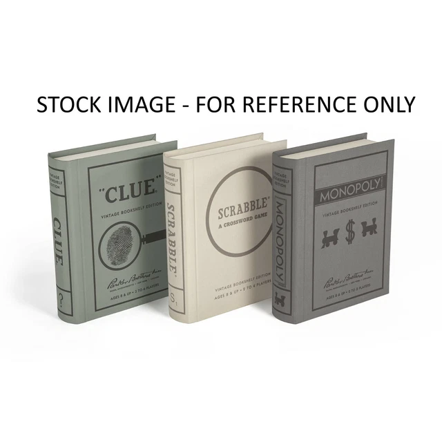 SCRABBLE MONOPOLY CLUE Vintage Bookshelf Board Game Collection Open Box