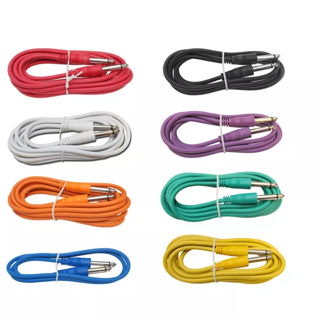 8 PACK mixed color 3 ft foot 1/4 guitar to effect pedal studio rack patch cables