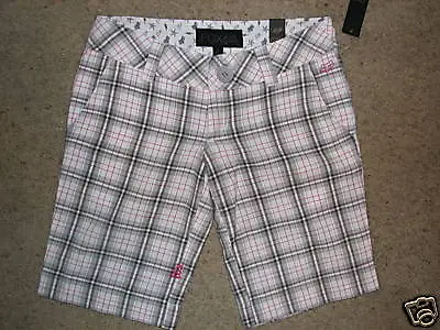 NWT Fox brand pink & gray plaid shorts sz.0~SUPER CUTE~