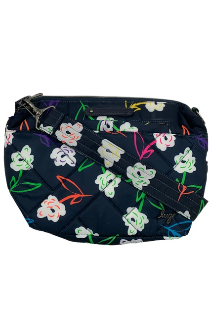 Lug RFID Quilted Crossbody with Printed Strap Bright Floral