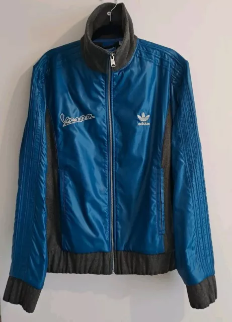 Rare Adidas × Vespa Wool Vintage XL Jacket Blouson Giacca Warm Blue Grey Italia