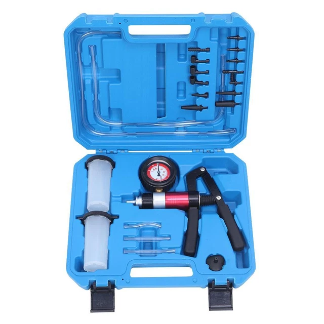 Hand Vacuum Pressure Tester Pump Set Brake Fluid Bleeder Bleeding Kit