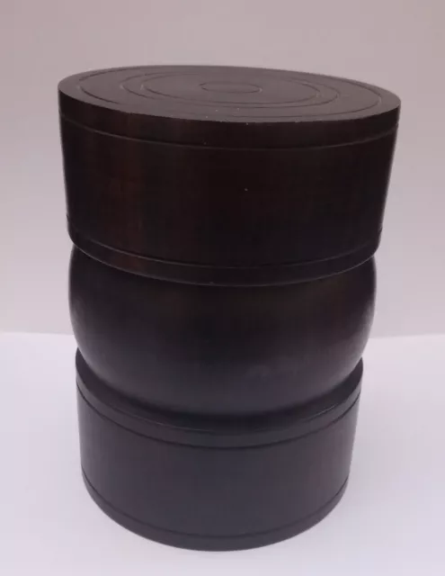 Vintage Tobacco Wooden Box With Lid Round Cylinder Heavy Handmade