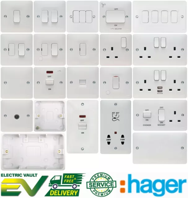 Hager Sollysta Full Range - Switches Sockets & Accessories White Moulded Plastic