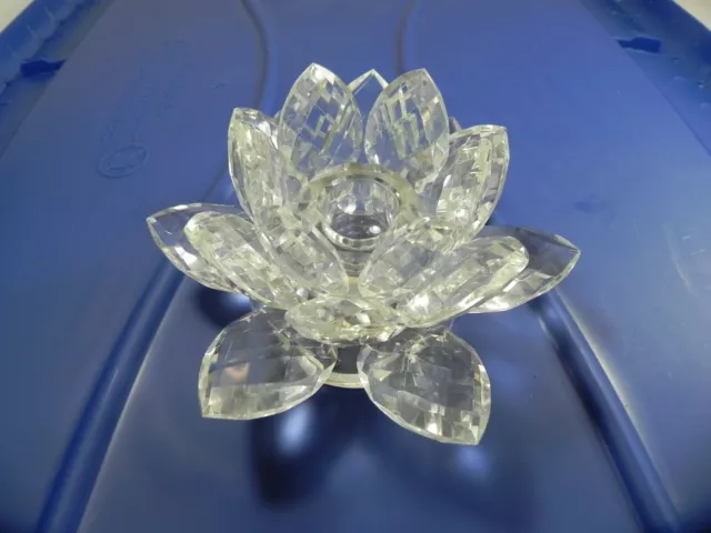 Shannon Crystal Candle holder Cut Glass Ireland Design Lotus Flower