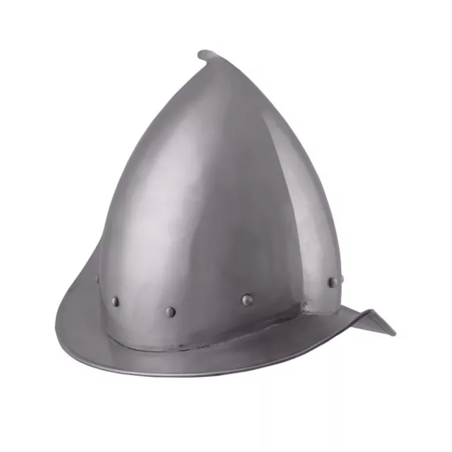 Spitzer Morion Helm mit Lederinlet 1,3mm Stahl Mittelalter Helm Stahlhelm