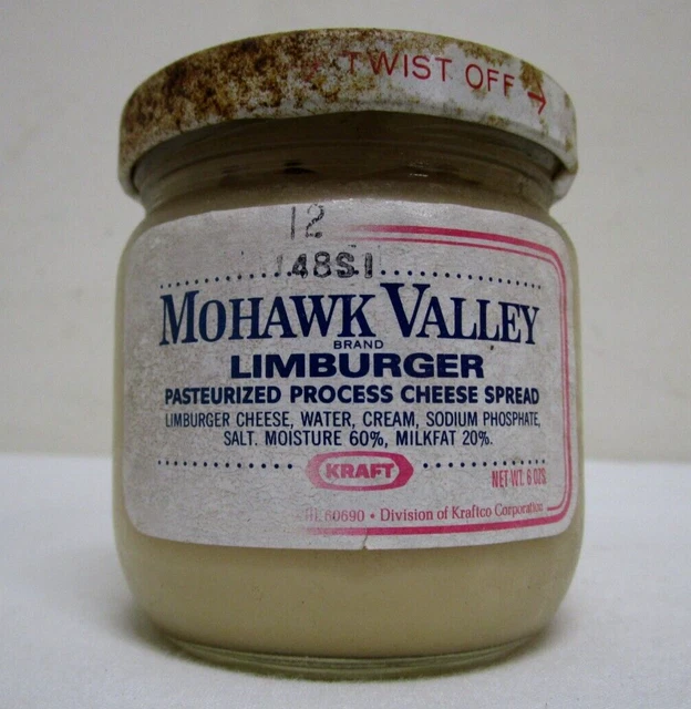 VINTAGE 1970'S NOS KRAFT MOHAWK VALLEY LIMBURGER CHEESE SPREAD JAR