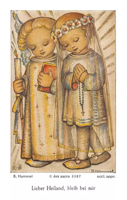OLD nice german rare Holy cards from 1950"H7986" Angels Hummel