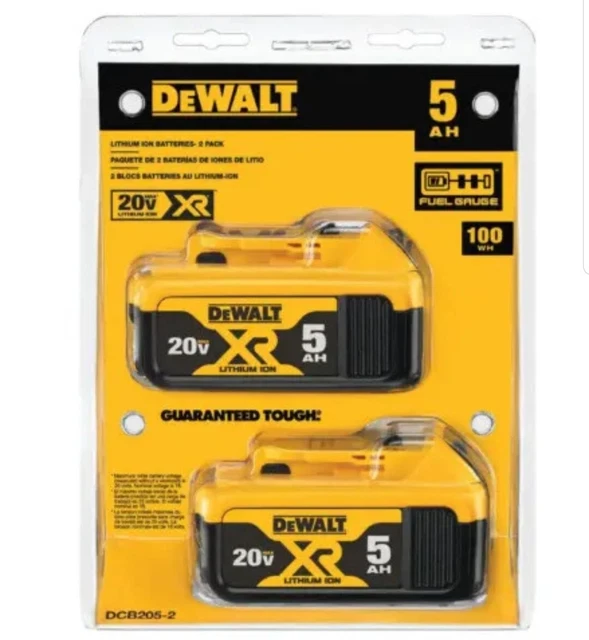 2Pack Dewalt DCB205 20V MAX XR 5.0 Ah Compact Power Tool Battery NEW SEALED